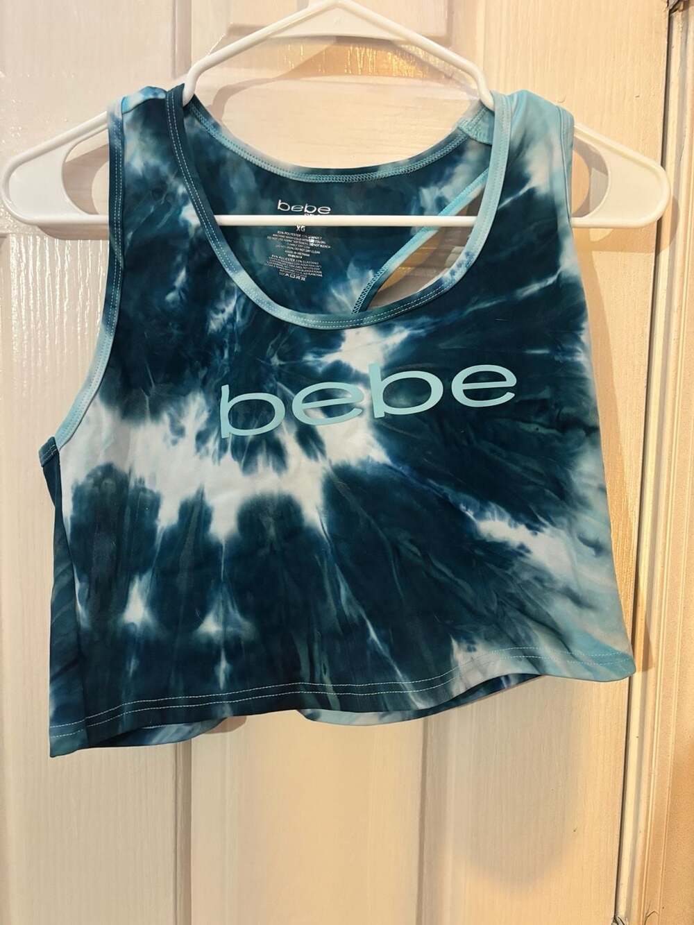 Bebe Sport Tie Dye Crop Tank Top Blue XL